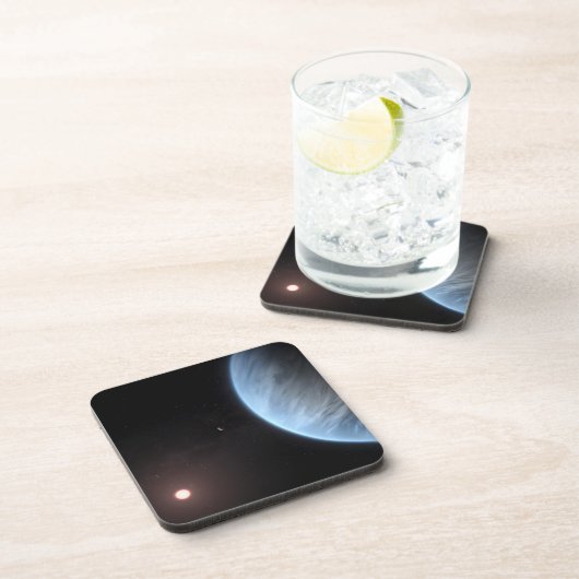 Planeet K2-18b, gastheer ster en bijbehorende plan Bier Onderzetter (Rechterzijde)