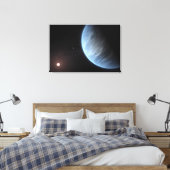 Planeet K2-18b, gastheer ster en bijbehorende plan Canvas Afdruk (Insitu (Slaapkamer))