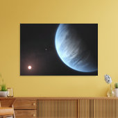 Planeet K2-18b, gastheer ster en bijbehorende plan Canvas Afdruk (Insitu (Woonkamer))