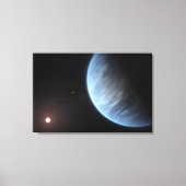 Planeet K2-18b, gastheer ster en bijbehorende plan Canvas Afdruk (Voorkant)