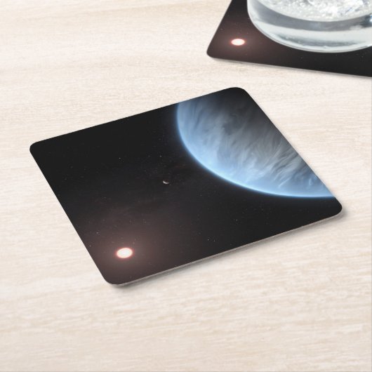 Planeet K2-18b, gastheer ster en bijbehorende plan Kartonnen Onderzetters (Schuin)