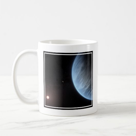 Planeet K2-18b, gastheer ster en bijbehorende plan Koffiemok (Links)