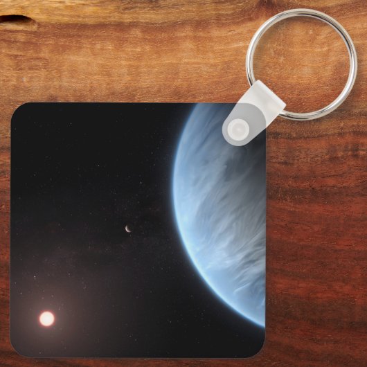 Planeet K2-18b, gastheer ster en bijbehorende plan Sleutelhanger (Achterkant)