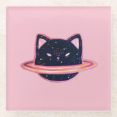 Planeet Kat Glas Onderzetter (Voorkant)