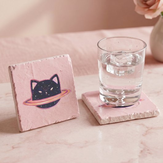 Planeet Kat Steen Coaster Stenen Onderzetter