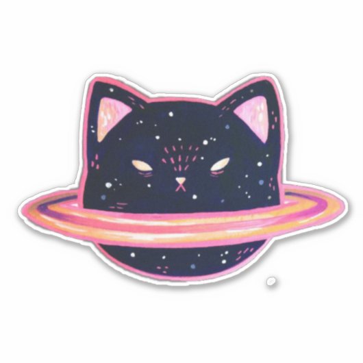 Planeet Kat Sticker (Voorkant)