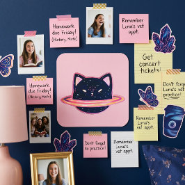 Planeet Kat Vierkante Sticker