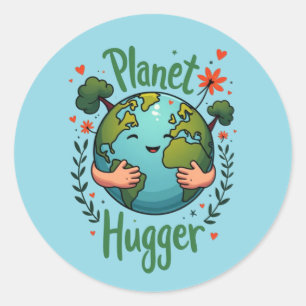 Planeet Knuffelaar - Aardse Dag Milieuvriendelijk Ronde Sticker