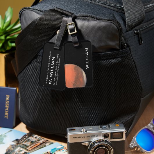 Planeet Mars Zonnestelsel Zwarte Ruimte met Sterre Bagagelabel (Voorkant /achterkant)