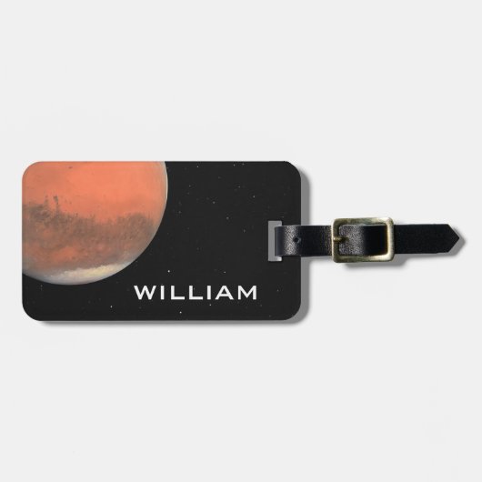 Planeet Mars Zonnestelsel Zwarte Ruimte met Sterre Bagagelabel (Voorkant horizontaal)