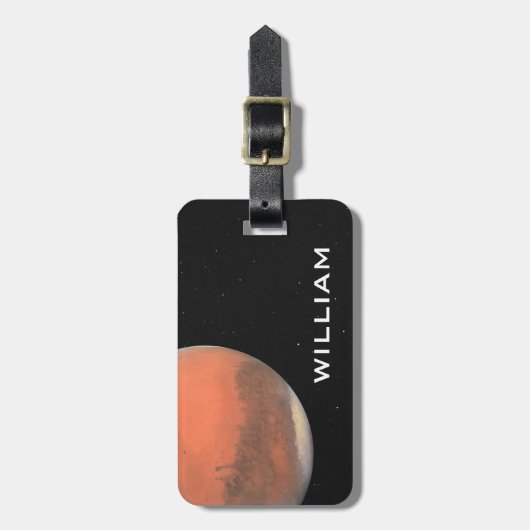 Planeet Mars Zonnestelsel Zwarte Ruimte met Sterre Bagagelabel (Voorkant verticaal)