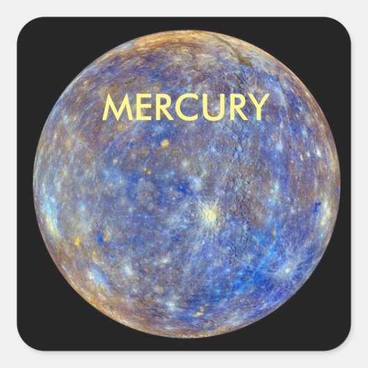 PLANEET MERCURIUS VIERKANTE STICKER (Voorkant)