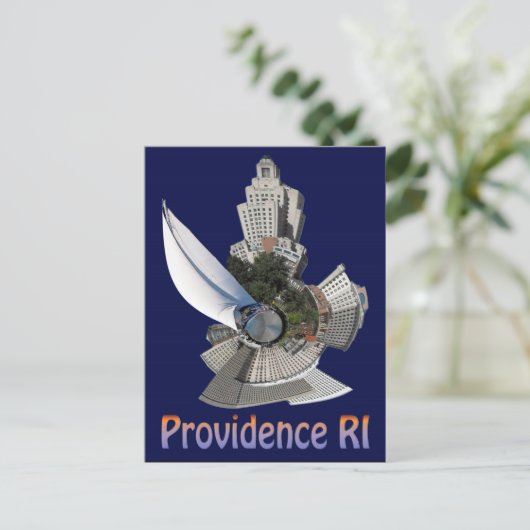 planeet met zeilen briefkaart (Staand voorkant)