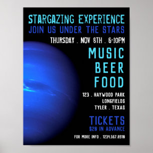 Planeet Neptunus, Planetarium Evenementen Reclame Poster