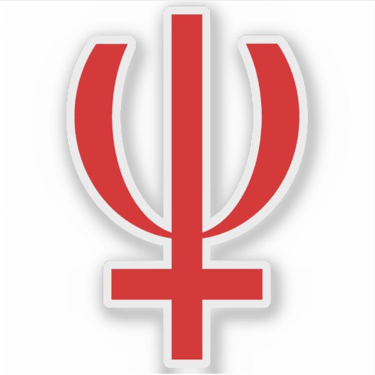 Planeet Neptunus Symbool (rood) Sticker (Voorkant)