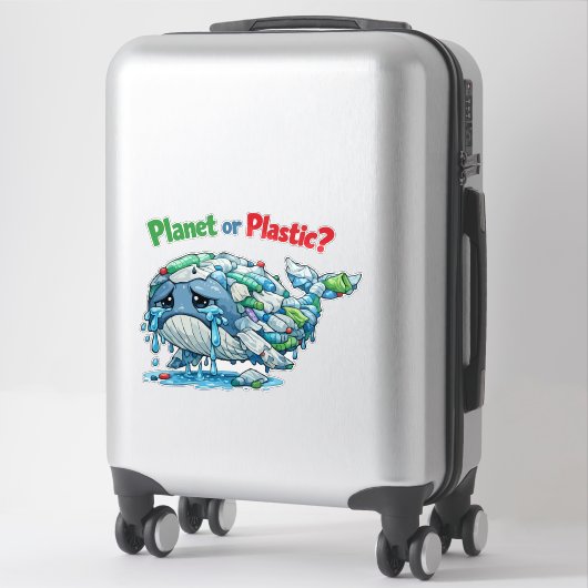 Planeet of Plastic? Red de Walvis Oceaan. Sticker (Koffer)