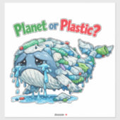 Planeet of Plastic? Red de Walvis Oceaan. Sticker (Vel)