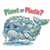 Planeet of Plastic? Red de Walvis Oceaan. Sticker (Voorkant)