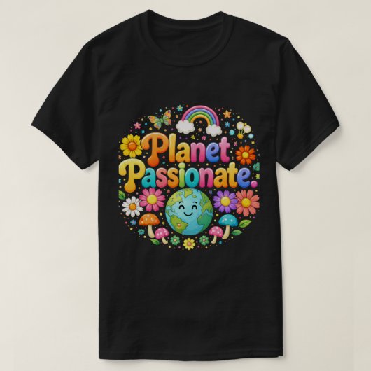 Planeet Passievolle Kleurrijke Typografie T-shirt (Design voorkant)