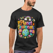 Planeet Passievolle Kleurrijke Typografie T-shirt (Voorkant)