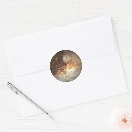 PLANEET PLUTO (zonnestelsel) ~ Ronde Sticker (Envelop)