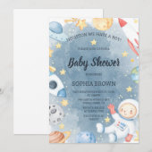 Planeet Ruimte Baby Shower Uitnodiging Jongen (Voorkant / Achterkant)