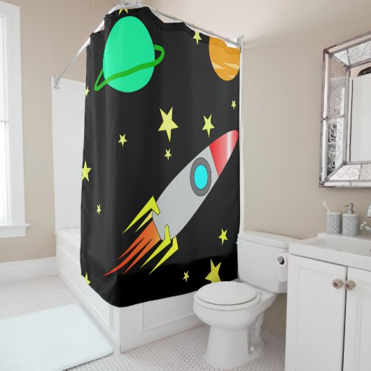 planeet ruimtevaartsterren douchegordijn (In situ)