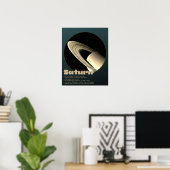 Planeet Saturnus met ringen en feiten kinder poste Poster (Thuiskantoor)
