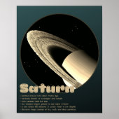 Planeet Saturnus met ringen en feiten kinder poste Poster (Voorkant)