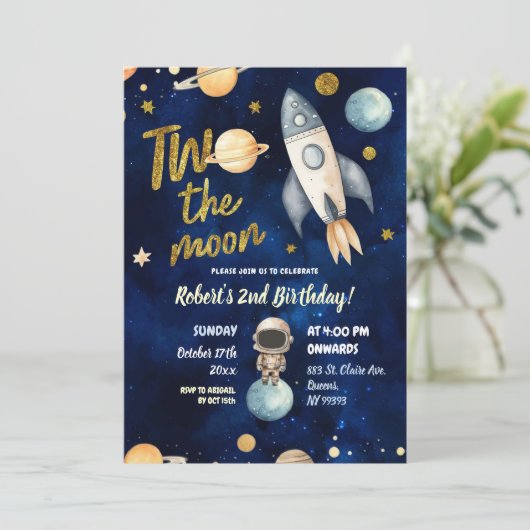 Planeet Space Astronaut Two De tweede verjaardag v Kaart (Staand voorkant)
