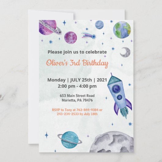 Planeet Thema Jongens Verjaardag Kaart (Voorkant)