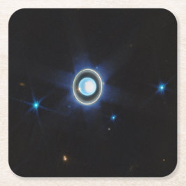Planeet Uranus met Ringen en Manen JWST Beeld Kartonnen Onderzetters