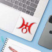 Planeet Uranus Symbool (rood) Sticker (Laptop met iPhone)