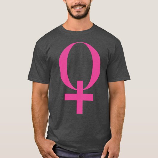 Planeet Venus Symbool (roze) T-shirt (Voorkant)