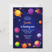 Planeet zonneruimte 1e verjaardag uitnodiging (Voorkant)