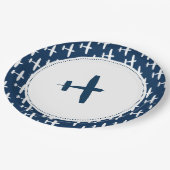 Planepatroon i Baby Party Paper Borden Papieren Bordje (Gekanteld)