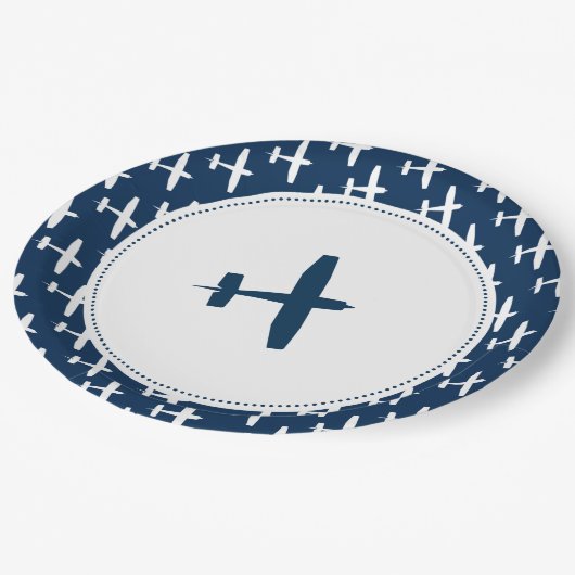 Planepatroon i Baby Party Paper Borden Papieren Bordje (Gekanteld)