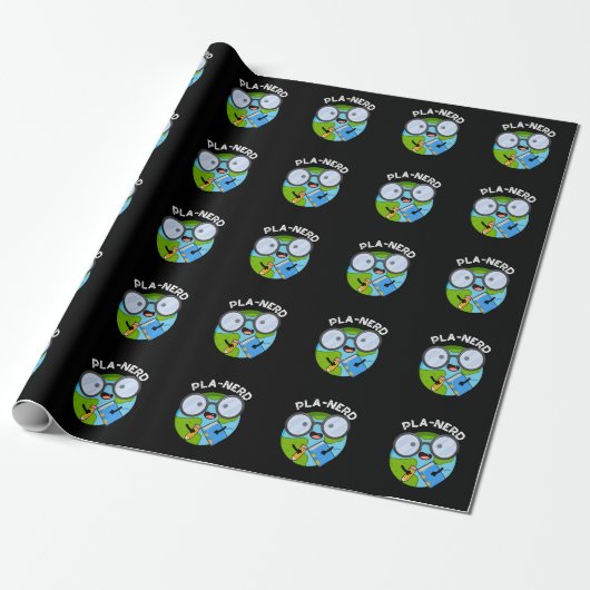 Planerd Grappige Planeet Woordspelingen Donkere BG Cadeaupapier (Uitgerold)