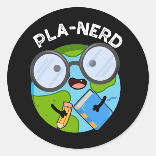 Planerd Grappige Planeet Woordspelingen Donkere BG Ronde Sticker (Voorkant)