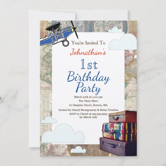  Planes & Clouds World Travel Baby shower Kaart (Voorkant)