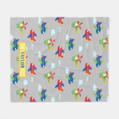 Planes, Helikopters & Clouds Cartoon LT Grey, Naam Fleece Deken (Voorkant (Horizontaal))