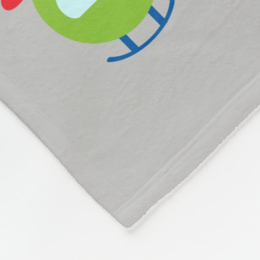 Planes, Helikopters & Clouds Cartoon LT Grey, Naam Fleece Deken (Hoek)