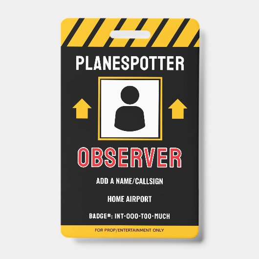 Planespotter Badge Voor Plezier (Voorzijde)