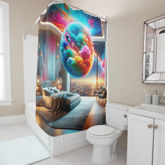 Planet Art Douchegordijn (In situ)