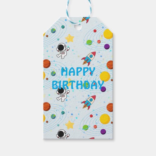 Planet Astronaut Rocket Gift Labels Cadeaulabel (Voorkant)