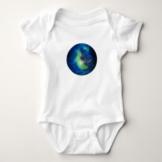 Planet Baby Jersey Bodysuit, White Romper (Voorkant)