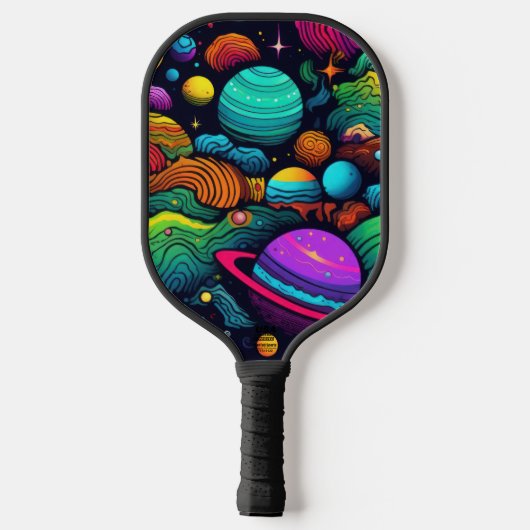 Planet background pickleball paddle (Achterkant)