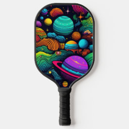 Planet background pickleball paddle
