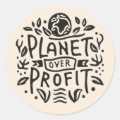 Planet boven winst ronde sticker (Voorkant)