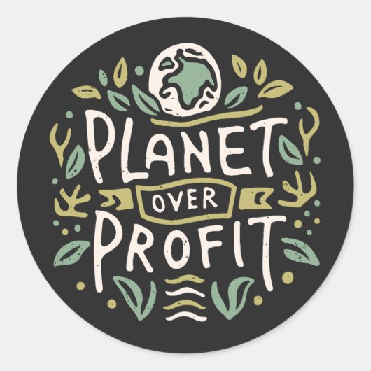 Planet boven winst ronde sticker (Voorkant)